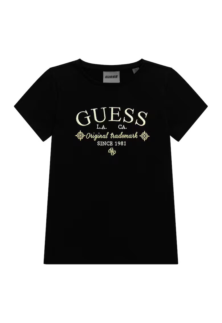 GUESS KIDS Tricou regular fit cu logo - Negru/Galben deschis