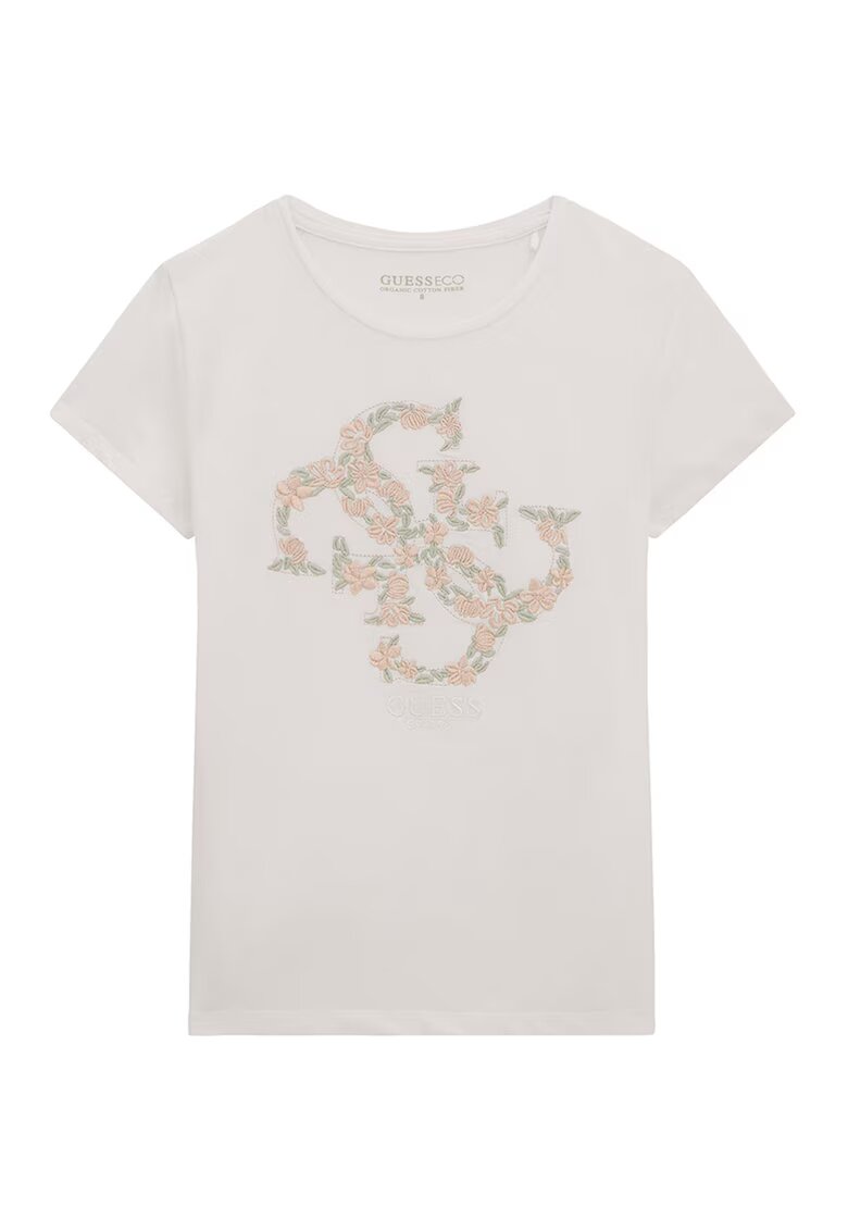 GUESS KIDS Tricou regular-fit din amestec de bumbac cu logo - Piersica/Verde pal/Alb murdar