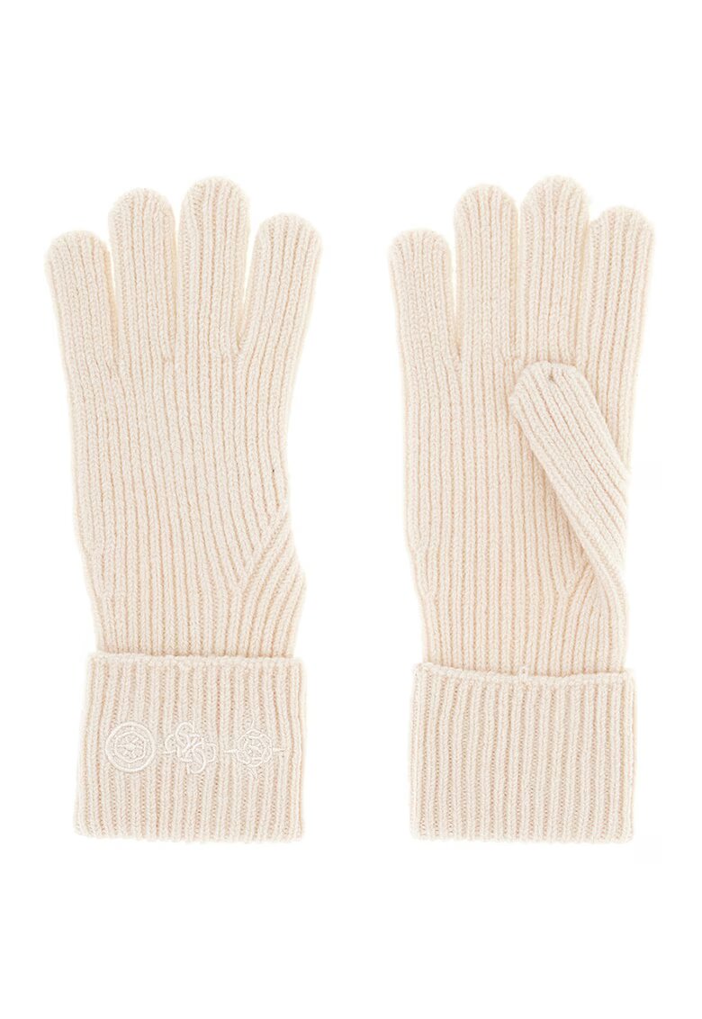 GUESS Manusi din amestec de lana cu model monograma - Maro taupe deschis