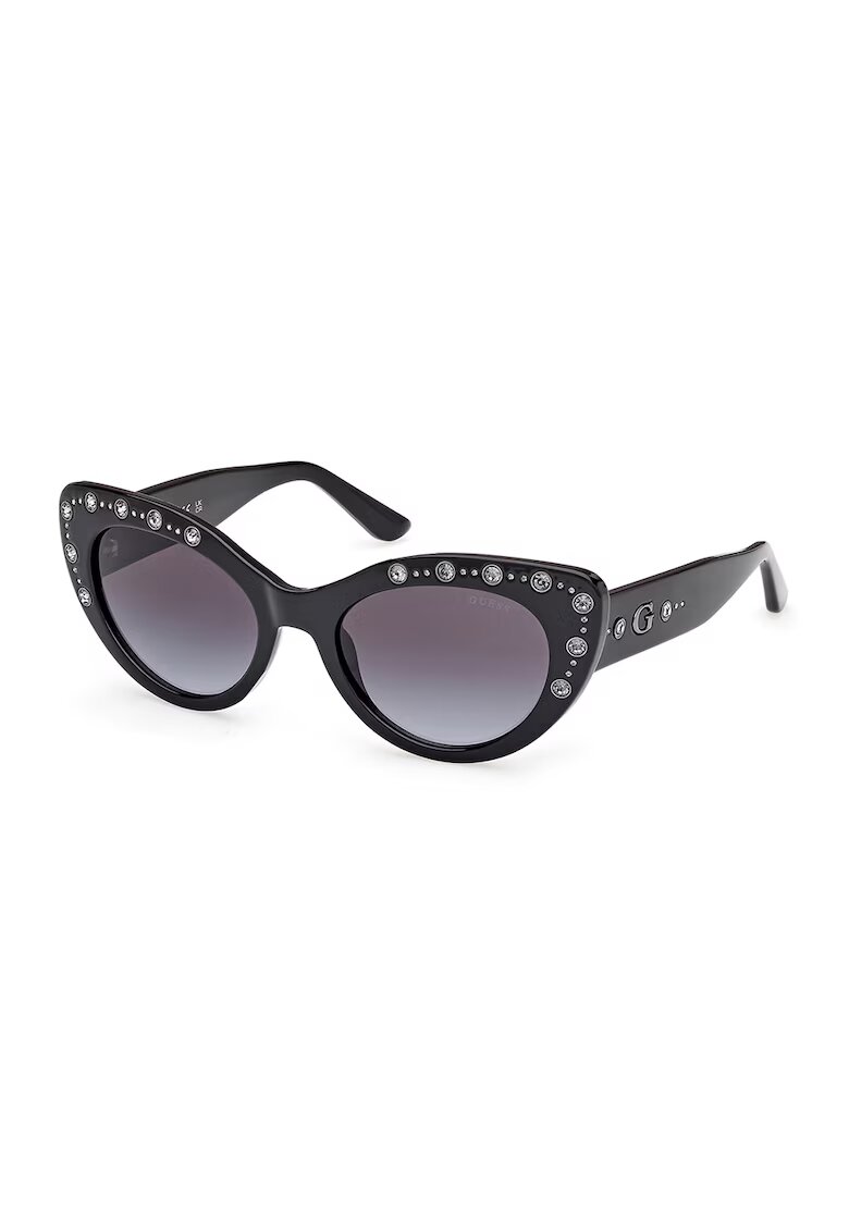 GUESS Ochelari de soare cat-eye cu strasuri - Negru