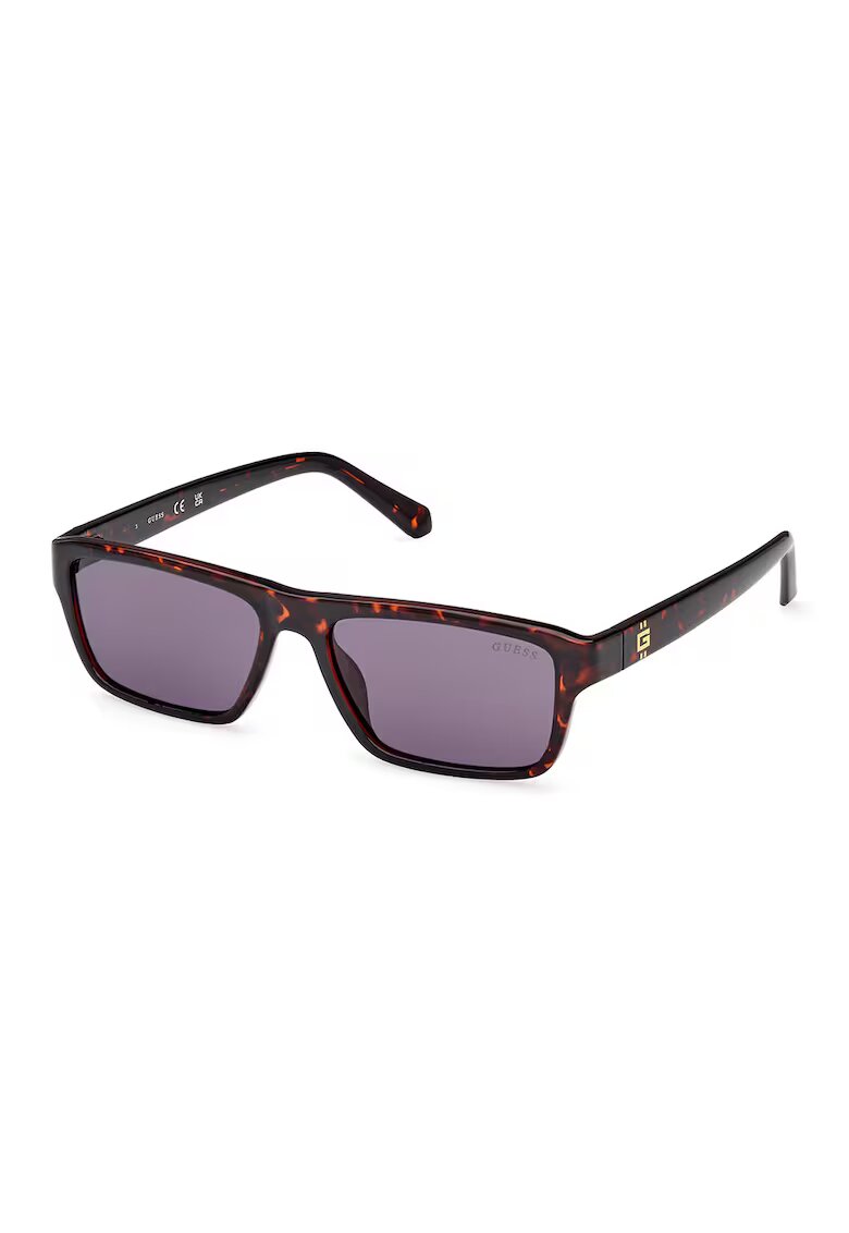 GUESS Ochelari de soare dreptunghiulari cu lentile uni - Maro/Negru stins