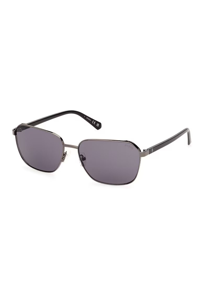 GUESS Ochelari de soare dreptunghiulari cu lentile uni - Negru/Argintiu
