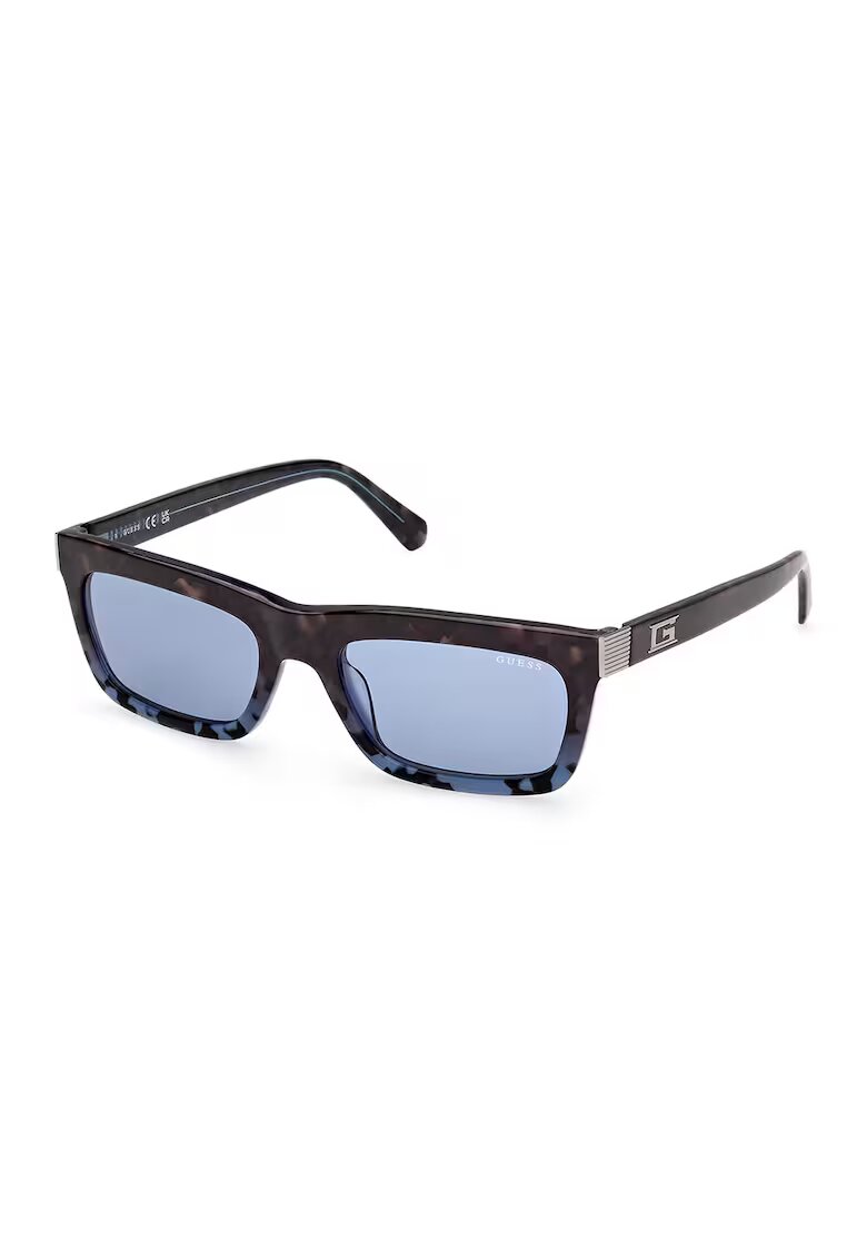 GUESS Ochelari de soare dreptunghiulari cu lentile uni - Negru/Argintiu