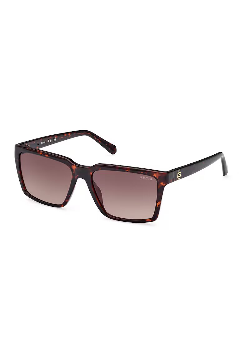 GUESS Ochelari de soare dreptunghiulari cu logo - Negru/Maro