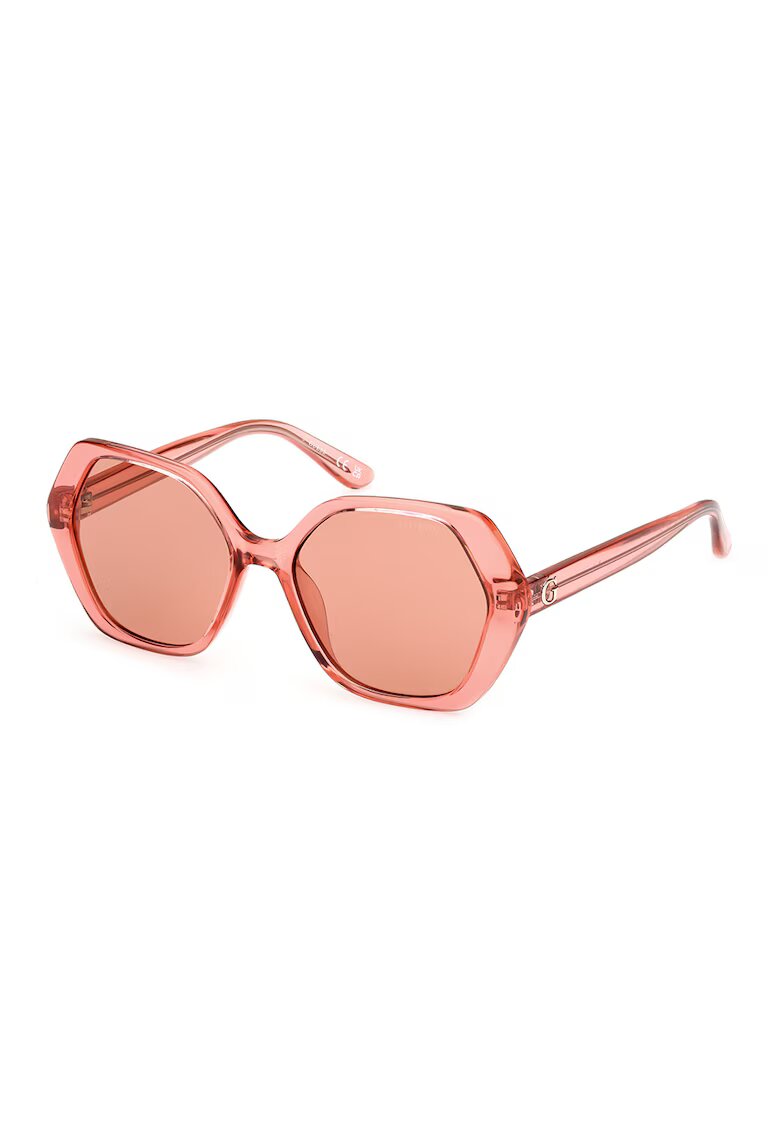 GUESS Ochelari de soare hexagonali cu logo discret - Portocaliu