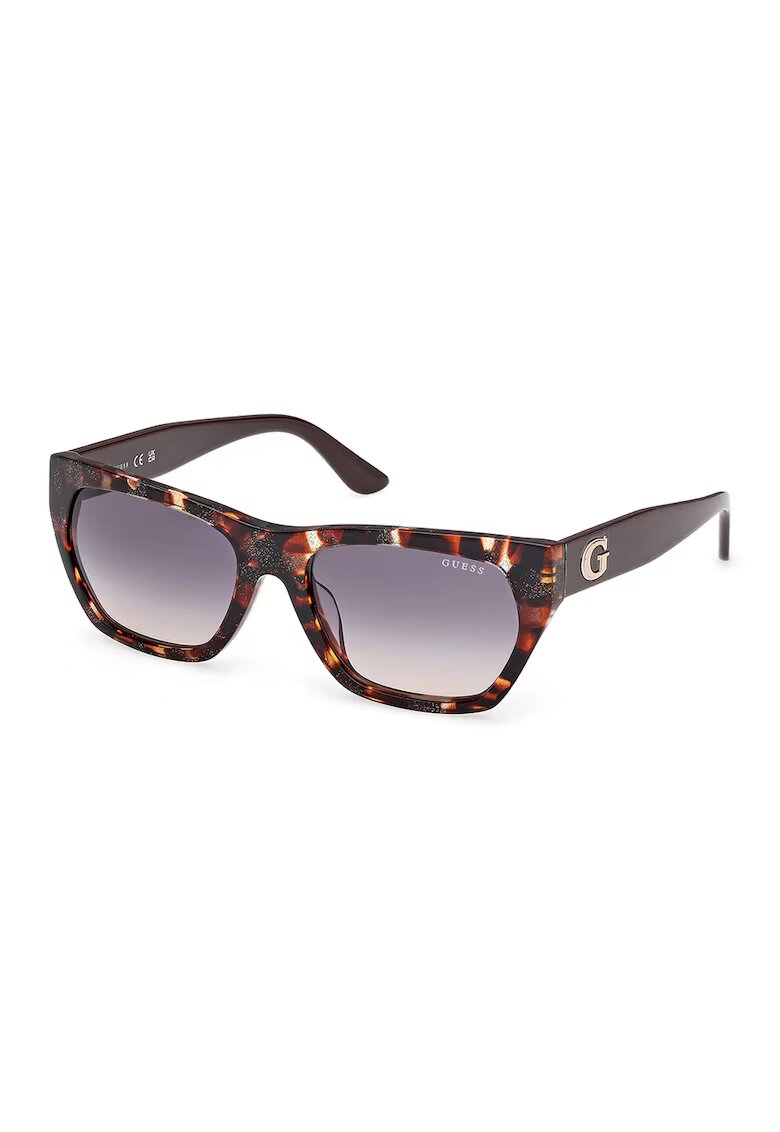 GUESS Ochelari de soare wrap cu model - Negru/Maro/Galben pal