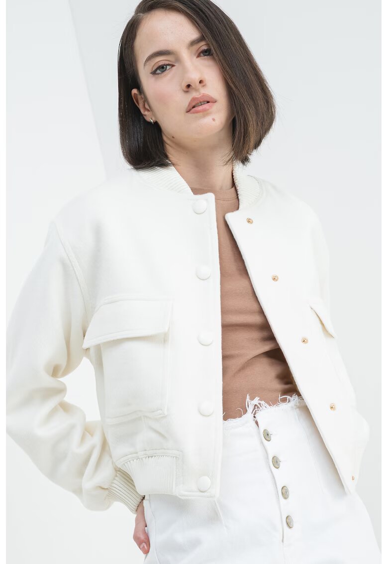 GUESS Palton scurt din amestec de lana - Crem