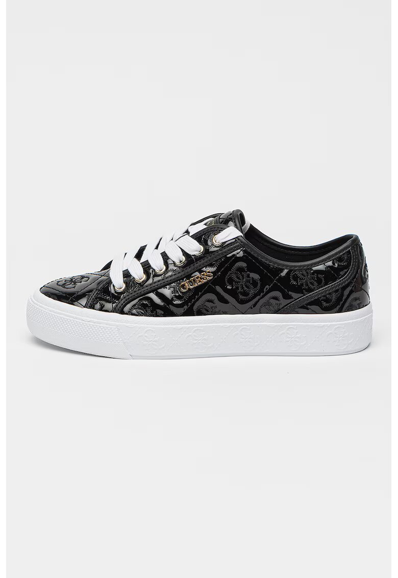 GUESS Panotifi sport cu aspect lacuit si logo - Negru