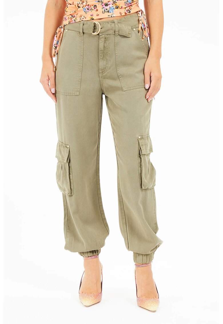 GUESS Pantaloni cargo conici din lyocell - Kaki