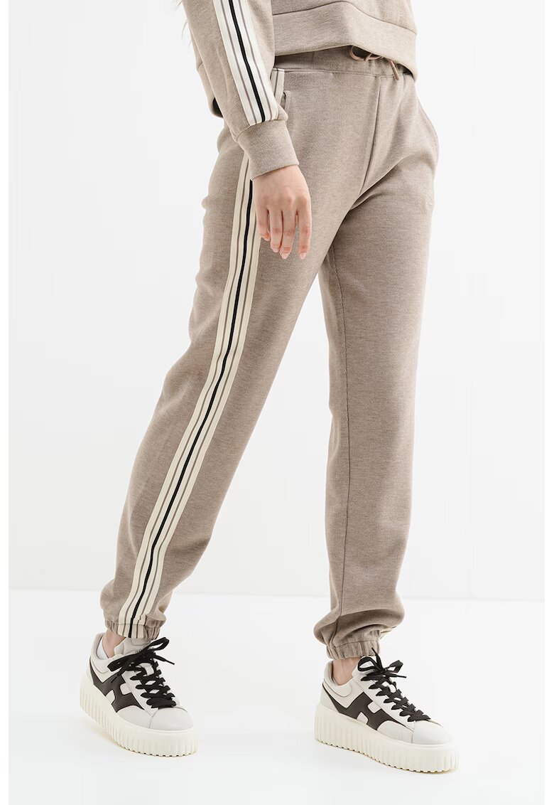 GUESS Pantaloni cu logo pentru fitness - Bej melange