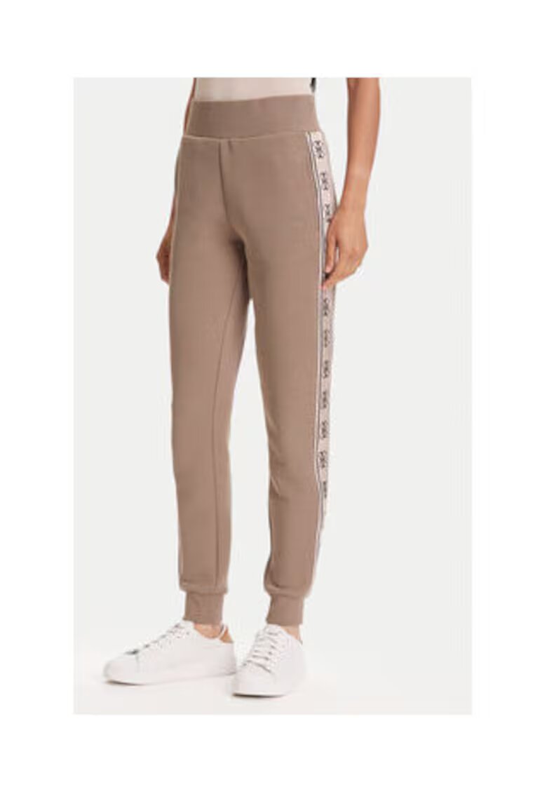 GUESS Pantaloni de bumbac cu talie inalta