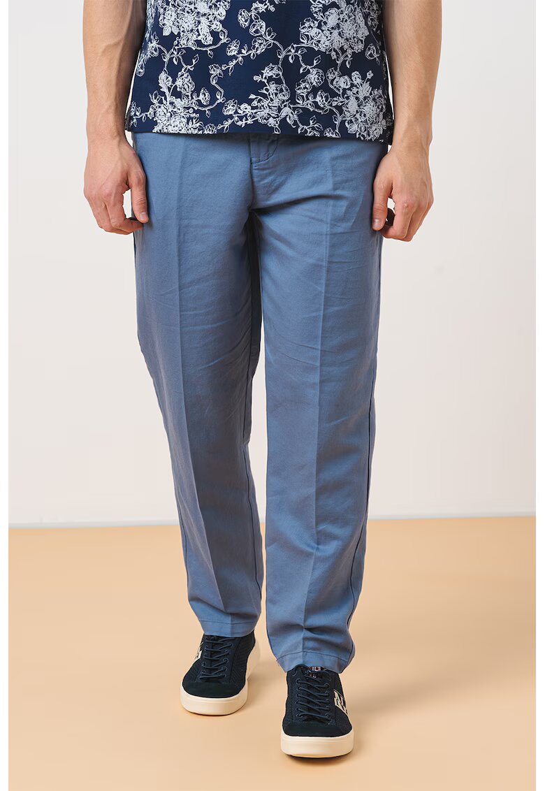 GUESS Pantaloni din amestec de in si bumbac - Albastru prafuit