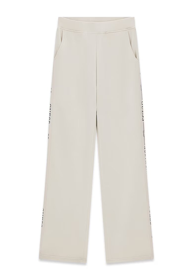 GUESS Pantaloni din amestec de modal cu imprimeu text lateral - Alb fildes