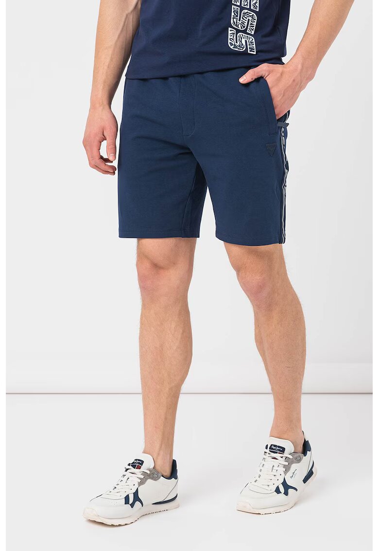 GUESS Pantaloni scurti cu benzi logo laterale pentru fitness - Bleumarin
