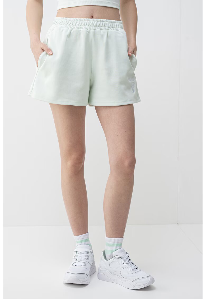 GUESS Pantaloni scurti cu broderie logo - Verde menta