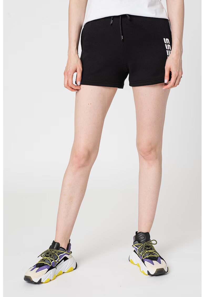 GUESS Pantaloni scurti cu snur de ajustare in talie pentru fitness - Negru