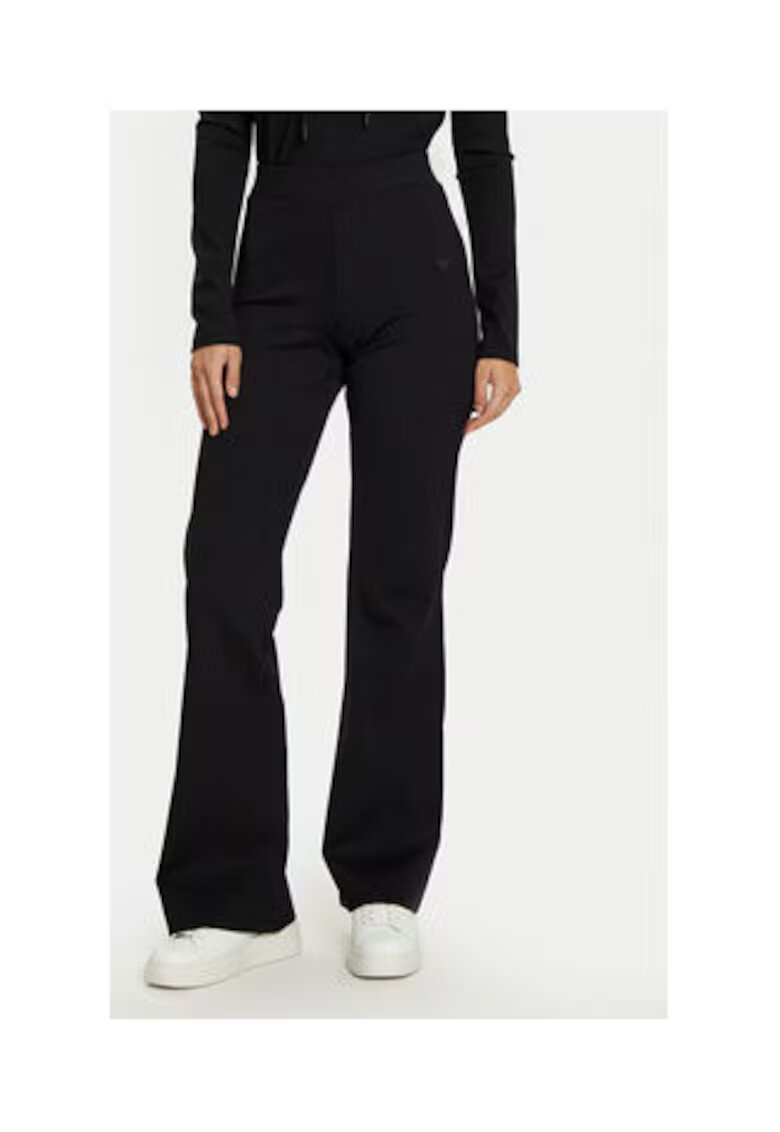 GUESS Pantaloni tricotati din amestec de poliamida cu croiala evazata si talie medie -