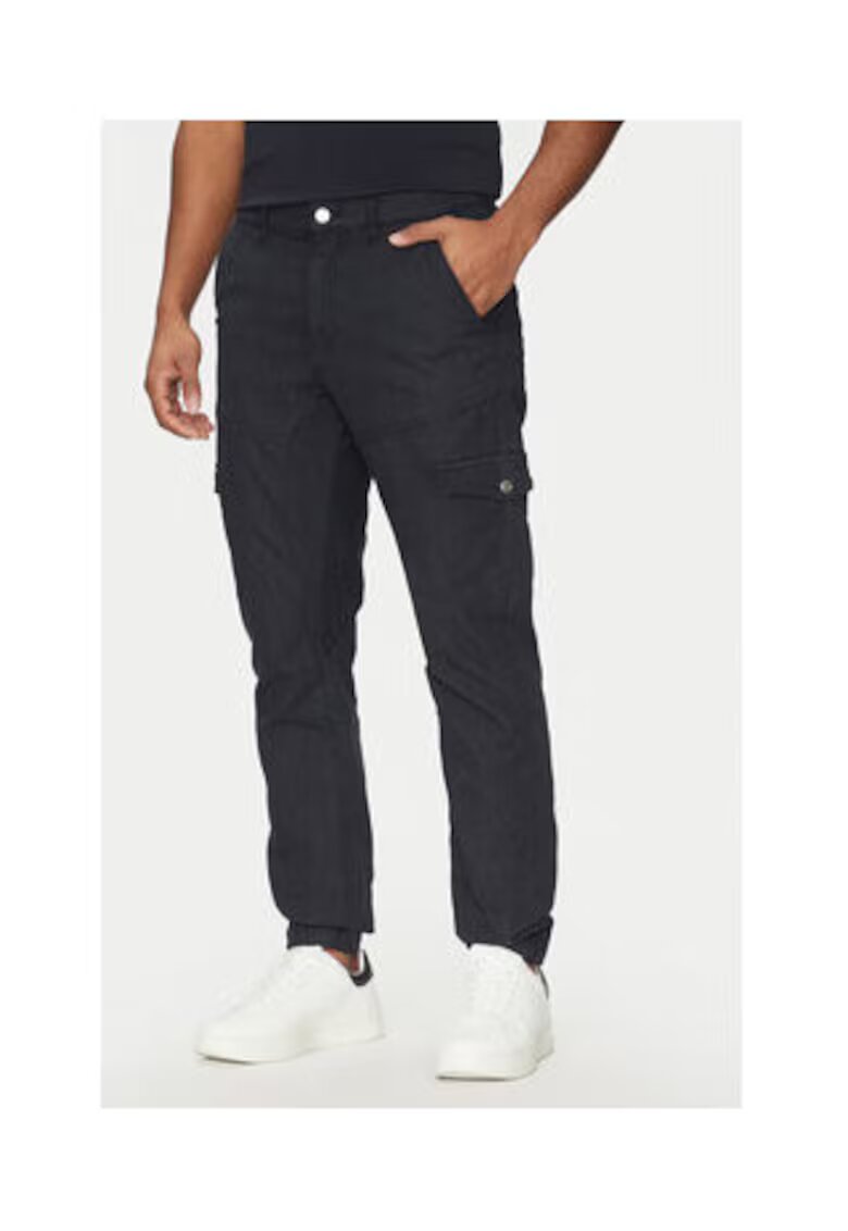 GUESS Pantaloni uni din amestec de bumbac cu buzunare cargo