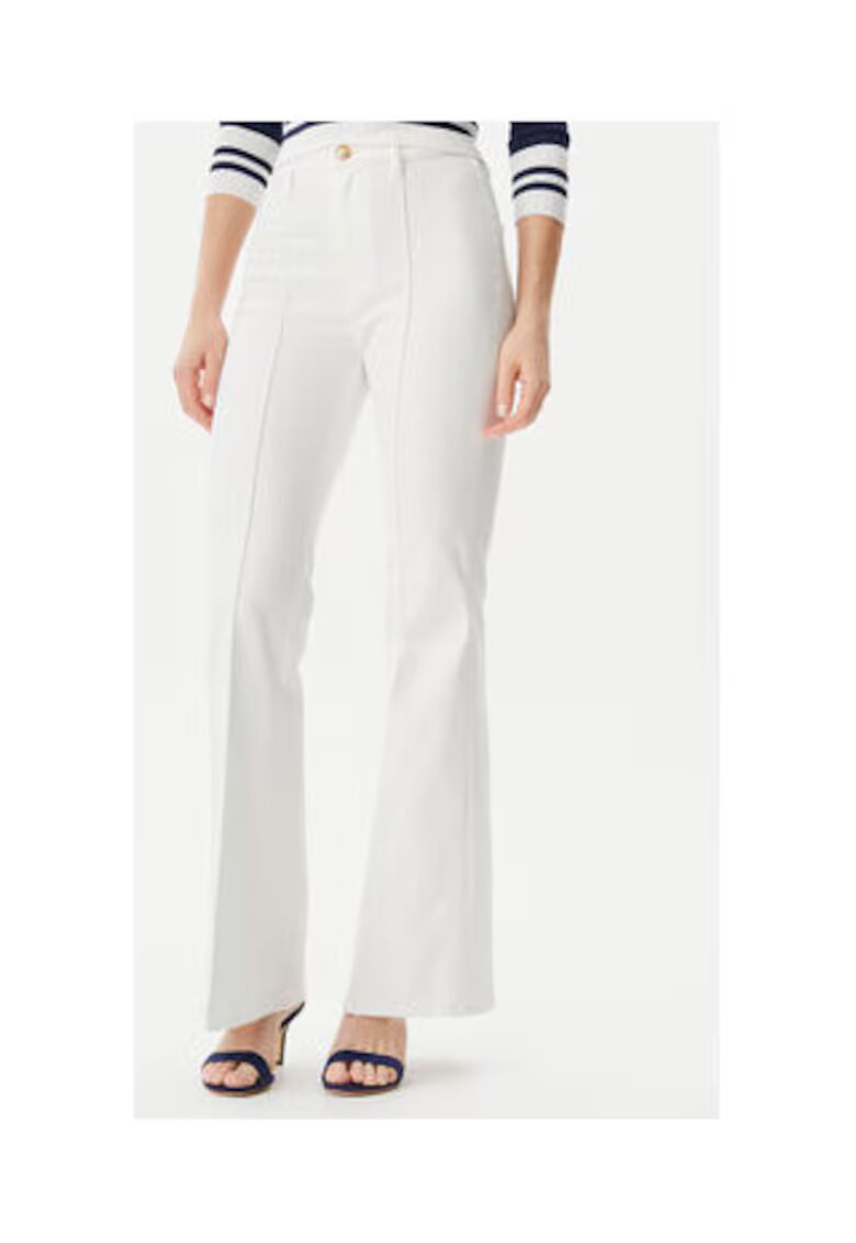 GUESS Pantaloni uni evazati cu talie inalta