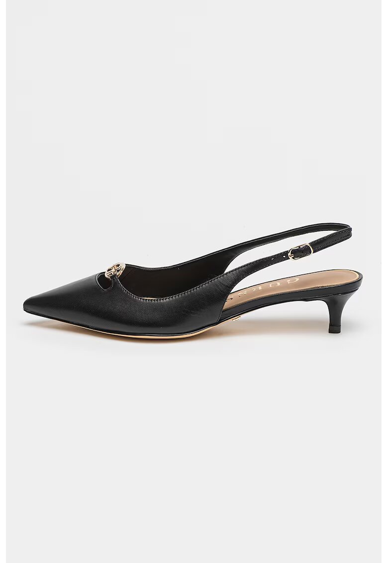 GUESS Pantofi de piele cu toc kitten - Negru