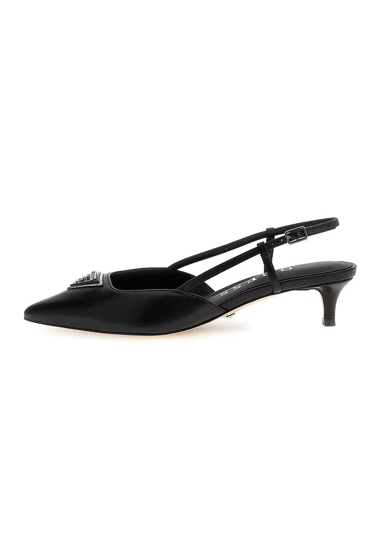 GUESS Pantofi de piele cu toc kitten - Negru
