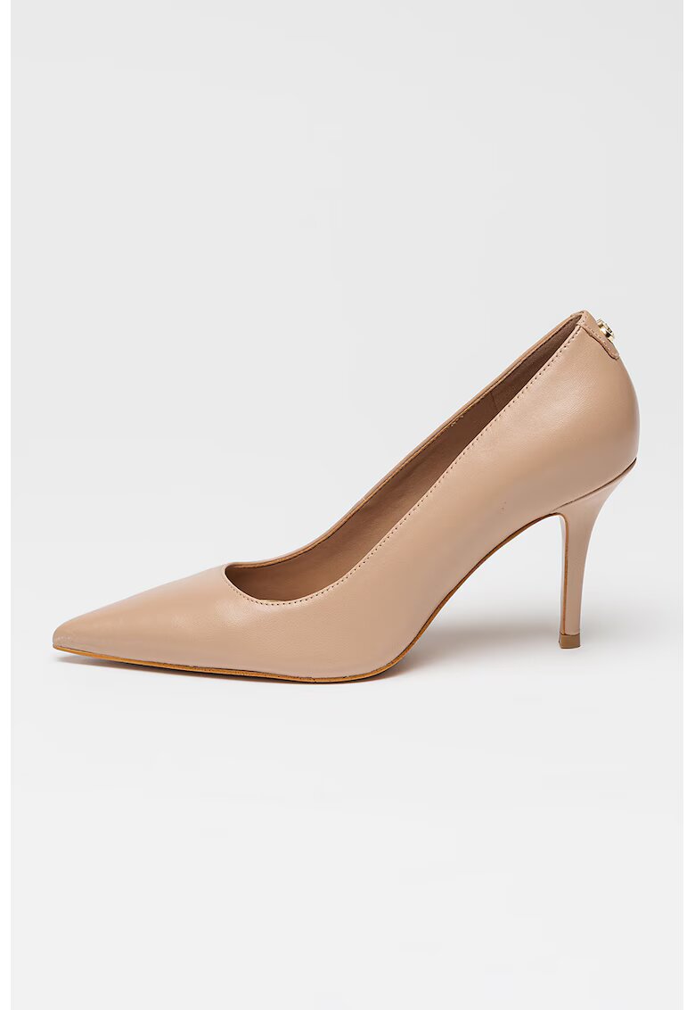 GUESS Pantofi de piele cu toc stiletto si aplicatie monograma discreta - Roz prafuit