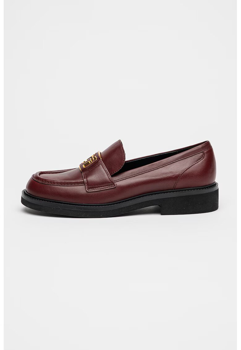 GUESS Pantofi loafer de piele cu toc masiv - Maro cognac