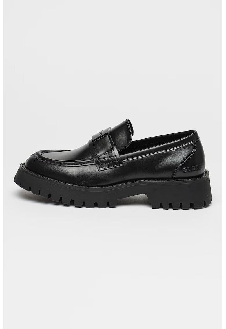 GUESS Pantofi loafer de piele - Negru