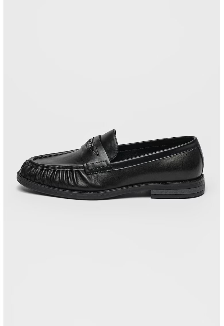 GUESS Pantofi loafer de piele si piele ecologica - Negru