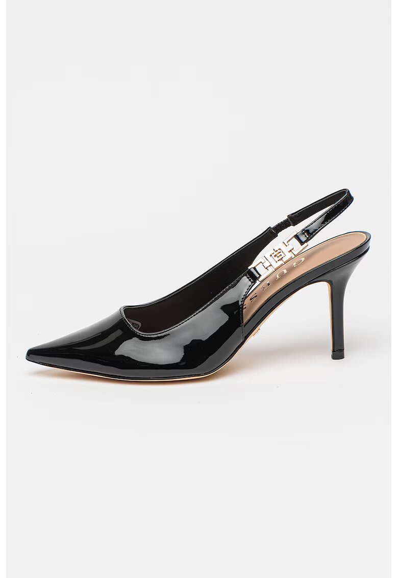 GUESS Pantofi slingback cu aspect lacuit - Negru