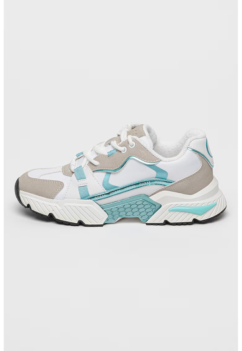 GUESS Pantofi sport cu aspect contrastant - Turcoaz/Maro taupe deschis/Alb optic