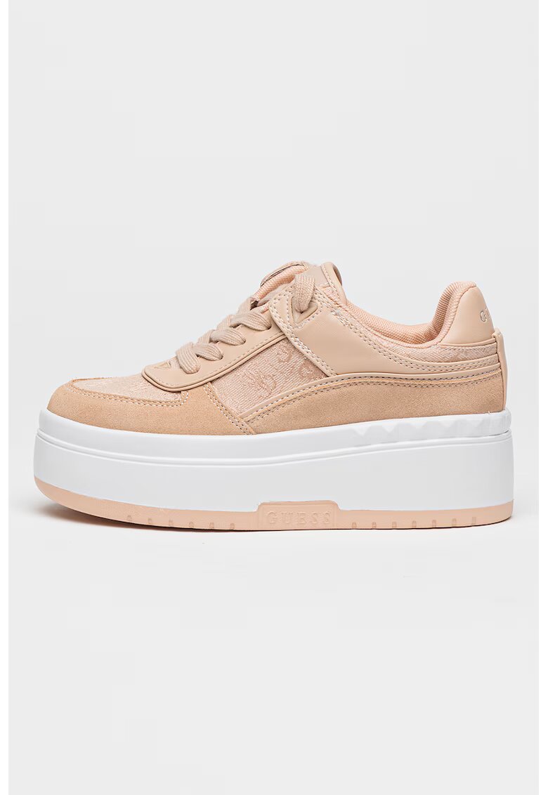 GUESS Pantofi sport cu garnituri din material textil si model - Portocaliu persan