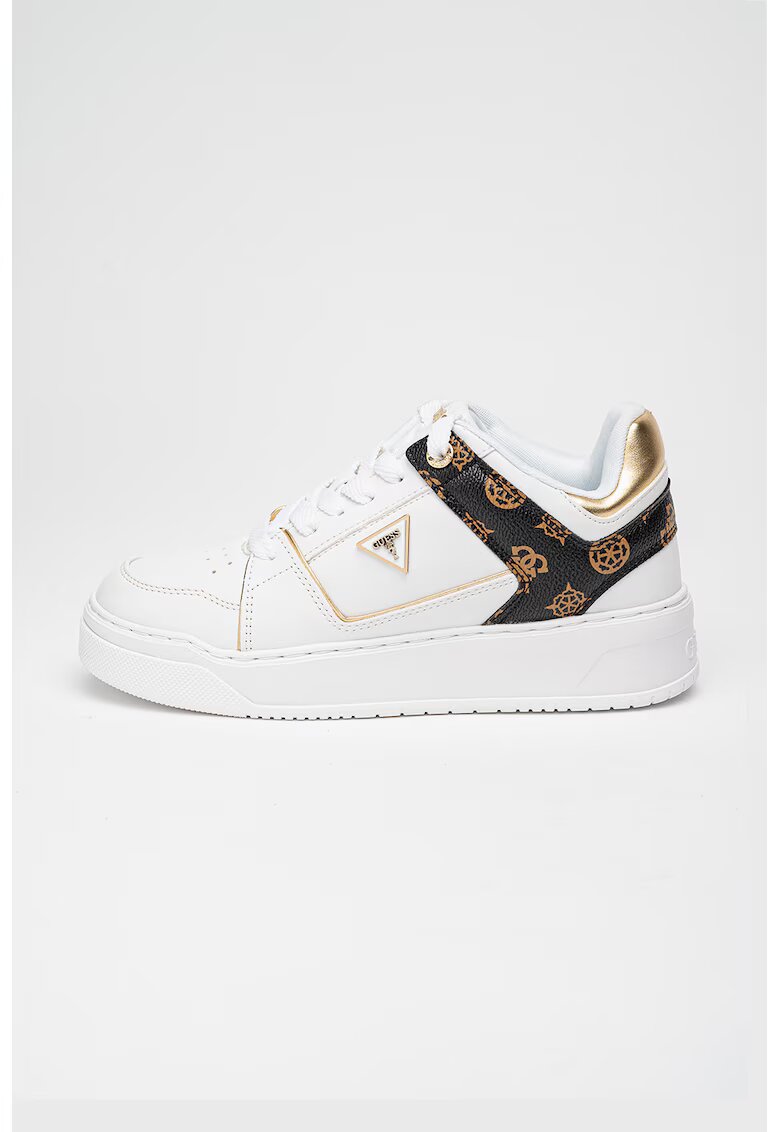 GUESS Pantofi sport cu imprimeu logo - Auriu/Maro/Alb optic