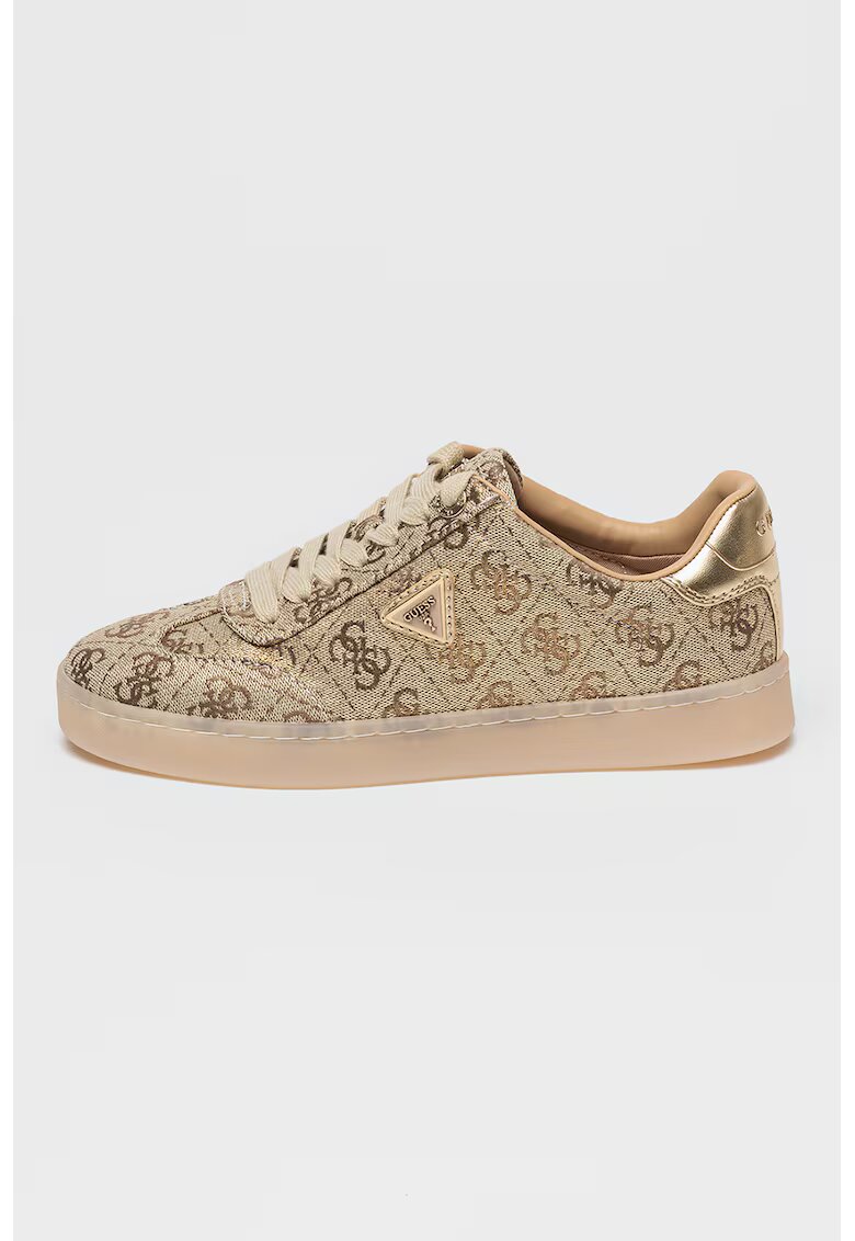 GUESS Pantofi sport cu insertii de piele ecologica si logo - Auriu/Maro