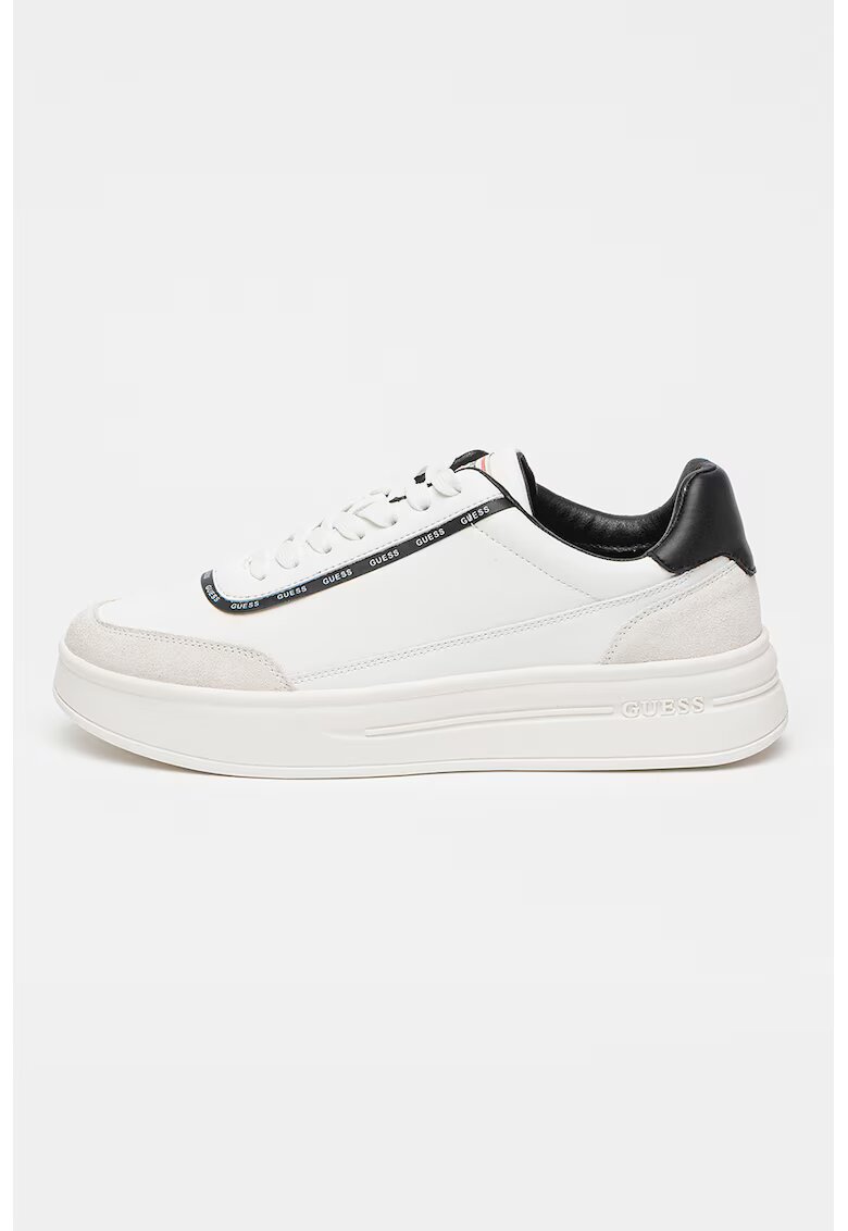 GUESS Pantofi sport cu insertii de piele intoarsa - Negru/Alb optic