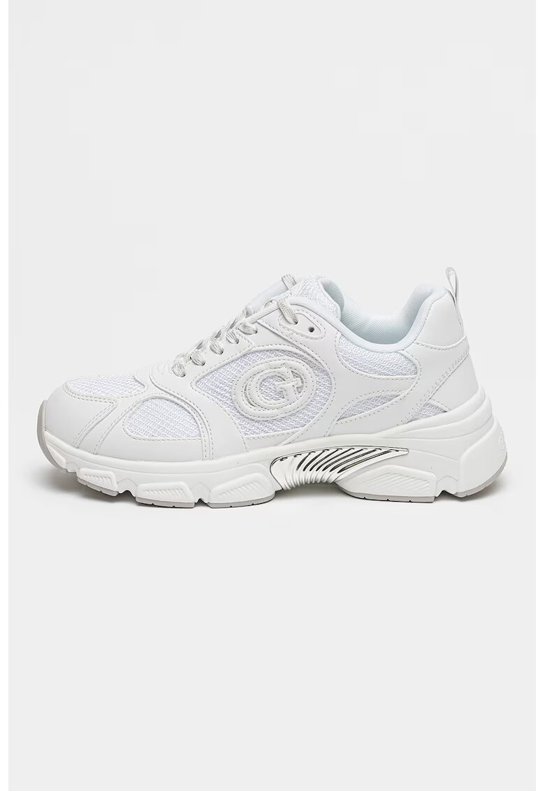 GUESS Pantofi sport cu insertii de plasa - Alb/Argintiu
