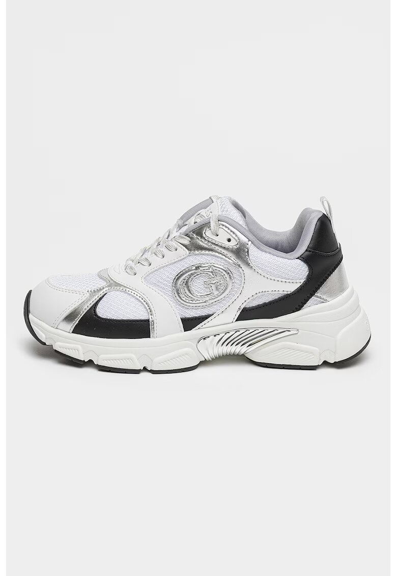 GUESS Pantofi sport cu insertii de plasa - Alb/Negru/Argintiu