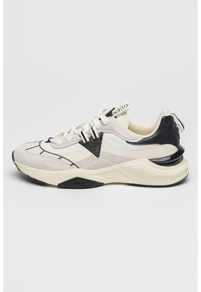 GUESS Pantofi sport cu insertii din piele intoarsa - Alb/Negru/Gri