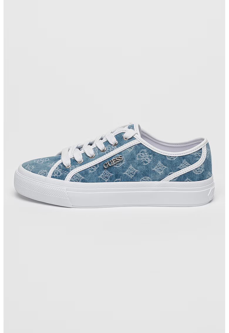 GUESS Pantofi sport cu logo - Albastru prafuit/Alb optic