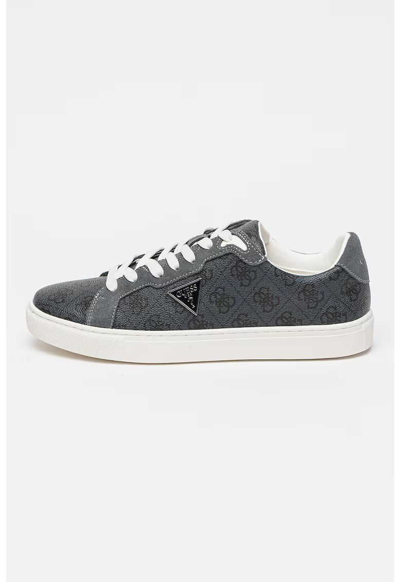 GUESS Pantofi sport cu model logo si piele intoarsa - Negru/Gri carbune