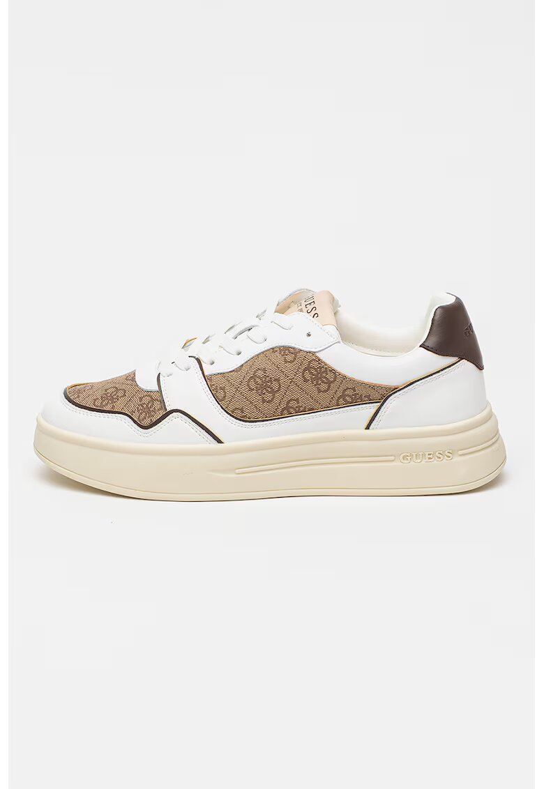 GUESS Pantofi sport cu model monograma - Alb/Maro
