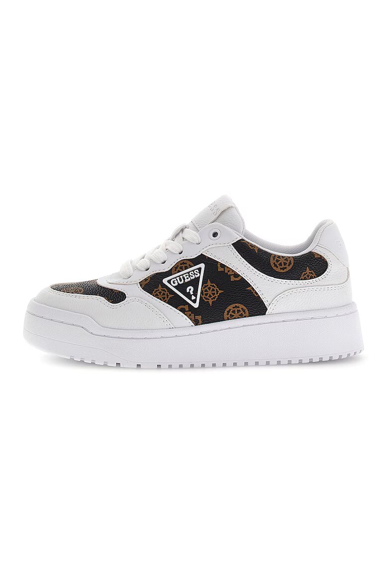GUESS Pantofi sport cu monograma - Alb/Maro