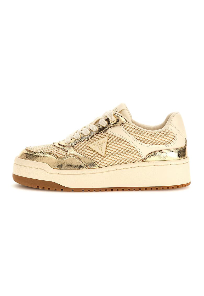 GUESS Pantofi sport cu segmente din plasa si piele ecologica - Auriu