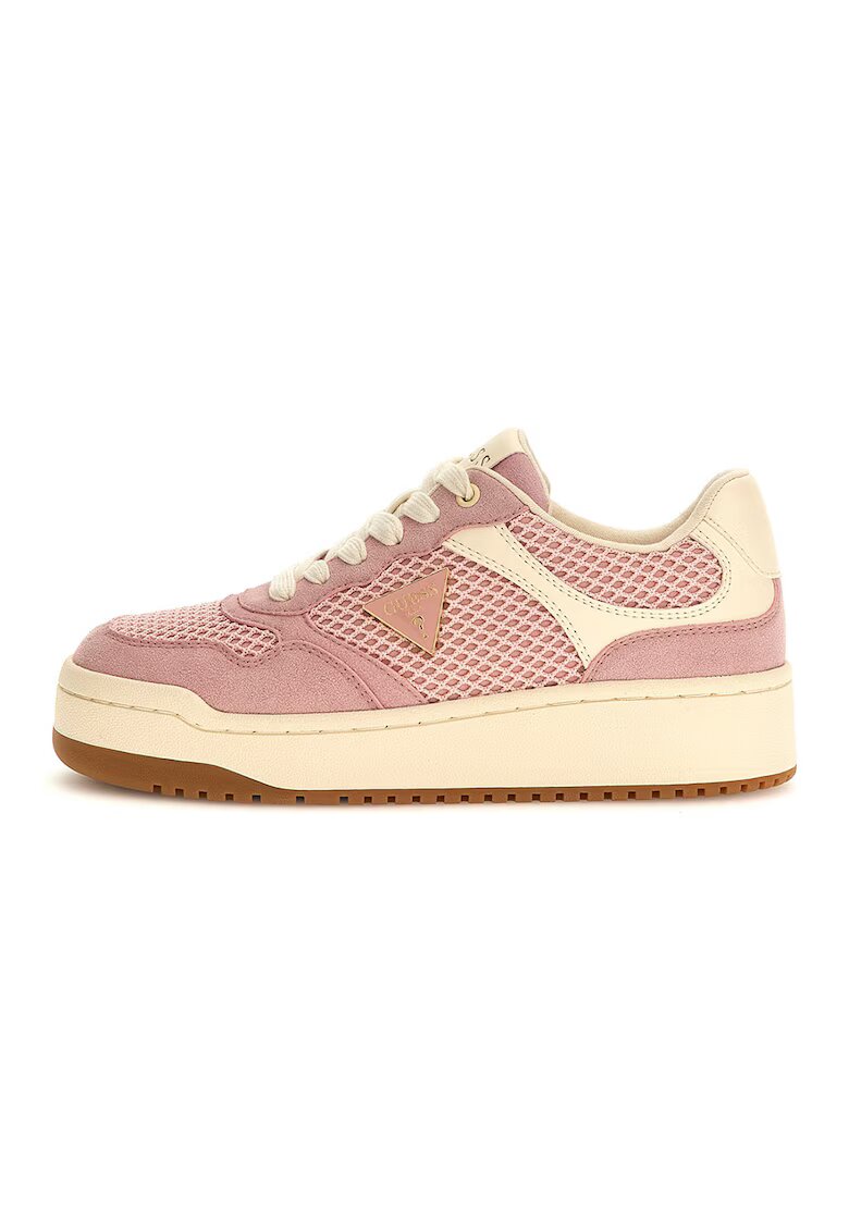 GUESS Pantofi sport cu segmente din plasa si piele intoarsa - Roz deschis
