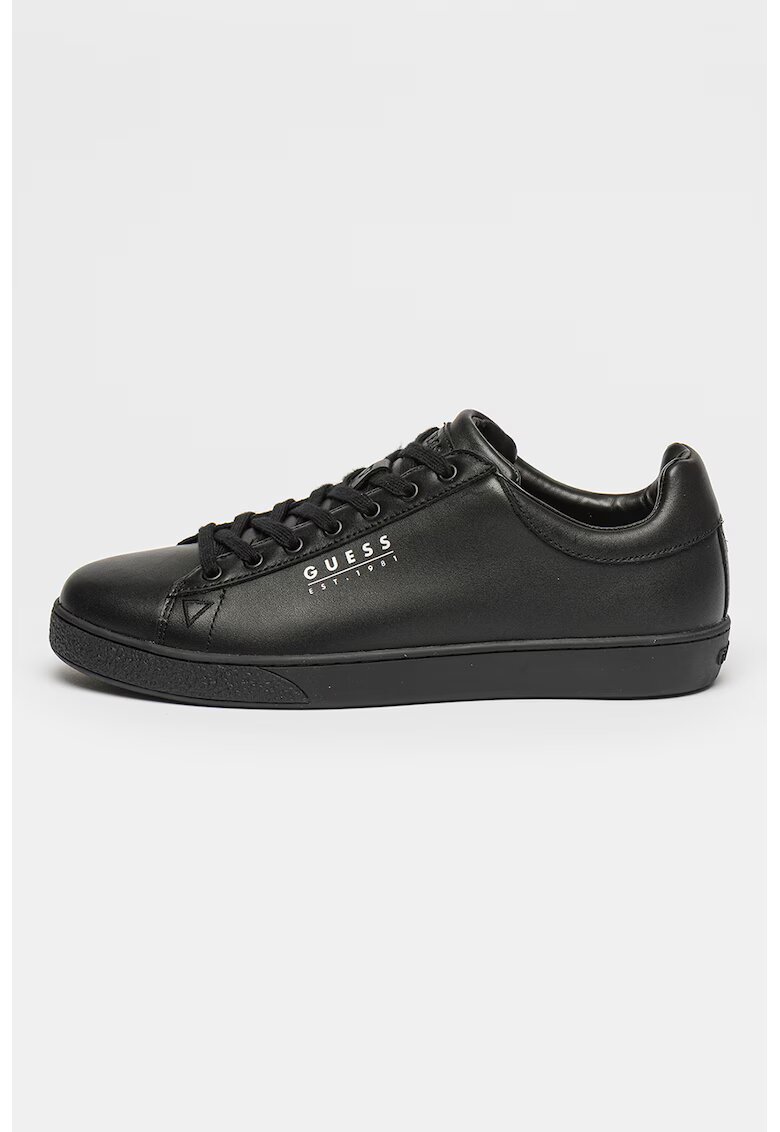 GUESS Pantofi sport de piele cu detalii logo - Negru stins
