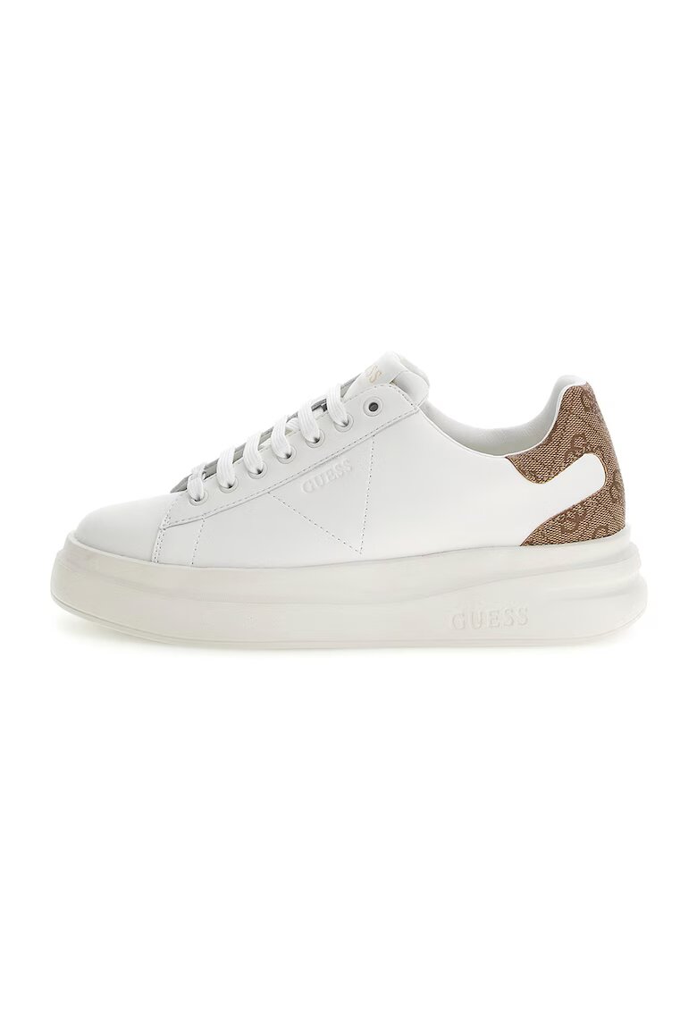 GUESS Pantofi sport de piele cu garnituri de piele ecologica - Alb/Bej