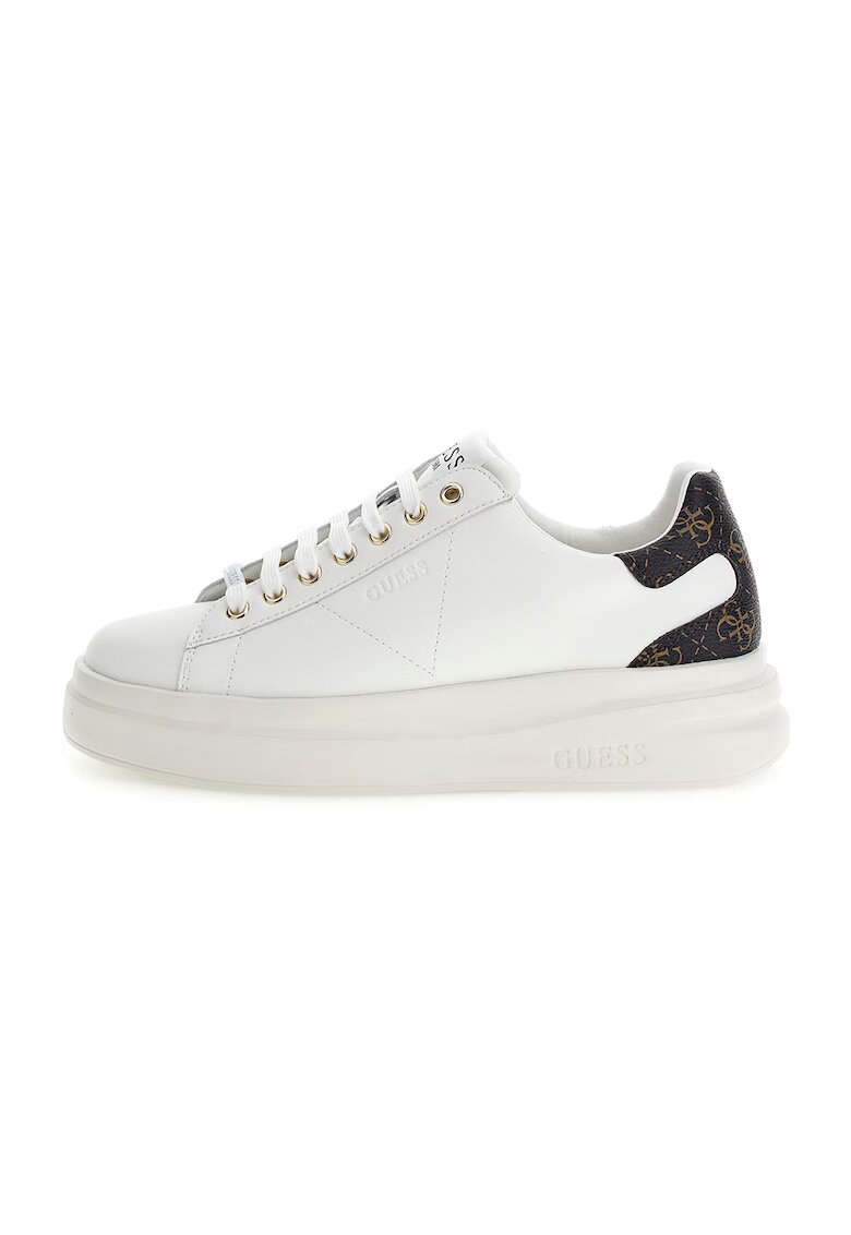 GUESS Pantofi sport de piele cu garnituri de piele ecologica - Alb/Maro inchis