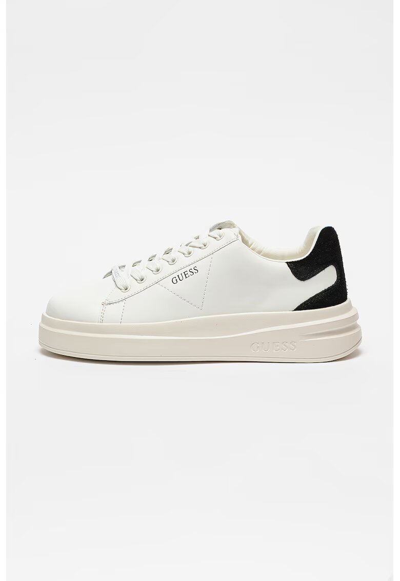 GUESS Pantofi sport de piele cu garnituri de piele intoarsa - Alb/Negru