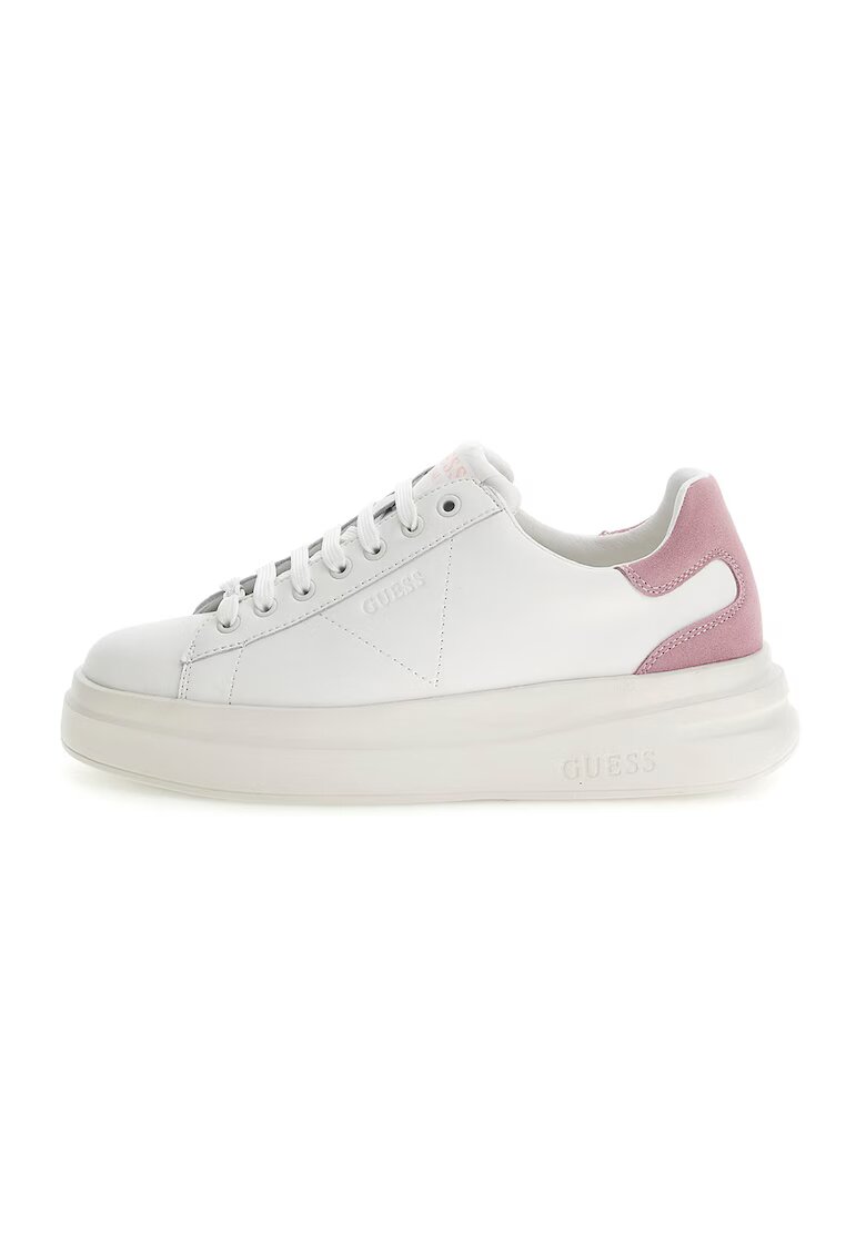 GUESS Pantofi sport de piele cu garnituri de piele intoarsa - Alb/Roz