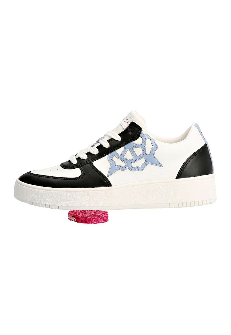 GUESS Pantofi sport de piele cu insertii de piele intoarsa - Alb/Negru